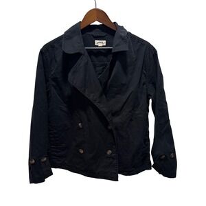 Pact Womens XS Black Organic Cotton Double Breasted Cropped Jacket Coat